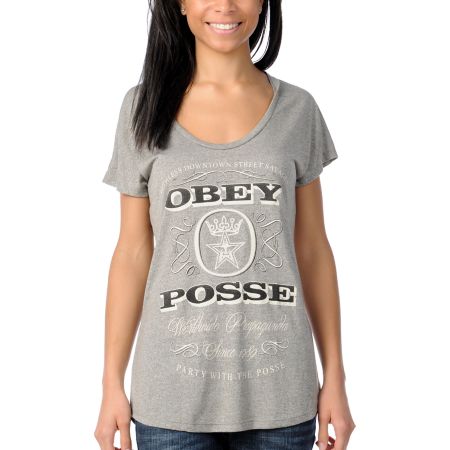 Obey Girls Porto Grey Mock Twist Dolman Top