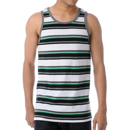 Empyre Spar Green & Charcoal Stripe Tank Top