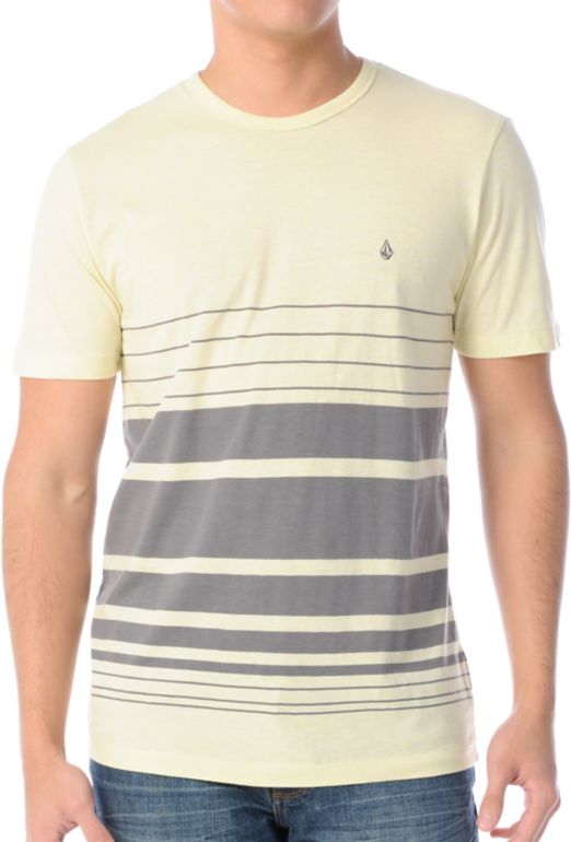 Volcom Rupture Yellow & Grey Knit Tee Shirt