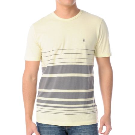 Volcom Rupture Yellow & Grey Knit Tee Shirt 