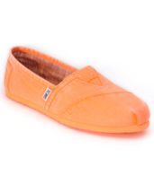 Toms Classics Fluorescent Orange Palmetto Canvas Girls Shoe