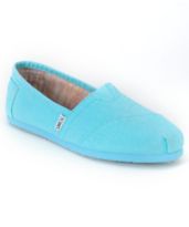 Toms Classics Fluorescent Turquoise Palmetto Canvas Girls Shoe