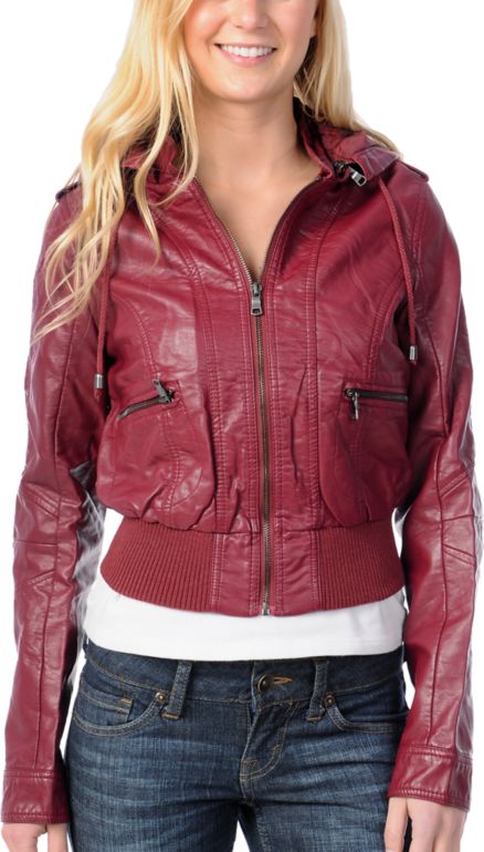 Paper Doll Girls Burgundy Faux Leather Jacket