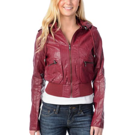 Paper Doll Girls Burgundy Faux Leather Jacket