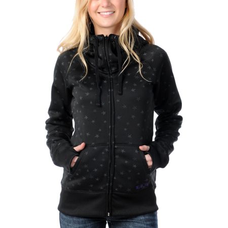 Billabong Girls Ramble On 2012 Black Tech Fleece Zip Up Hoodie