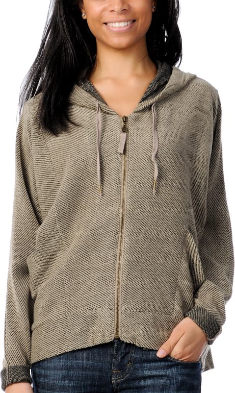 Billabong Girls Wicked Ways Khaki Zip Up Hoodie Jacket