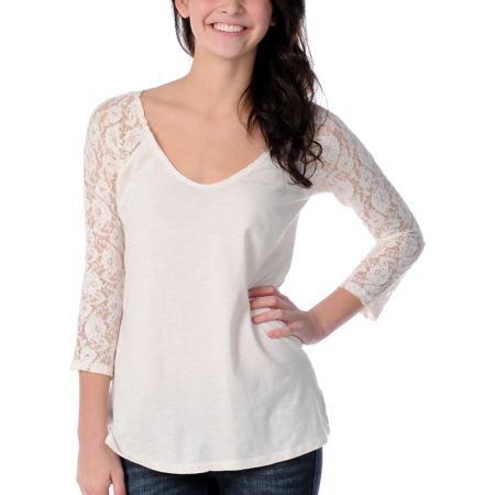 Billabong Girls Smoke Screen White Lace Top