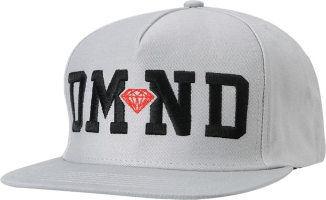 Diamond Supply DMND Grey & Red Snapback Hat