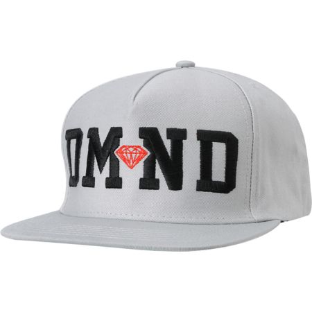 Diamond Supply DMND Grey & Red Snapback Hat