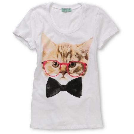 CDC Girls Kitty Glasses White Tee Shirt 