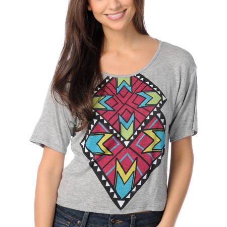 CDC Apparel Tribal Triangles Grey Top