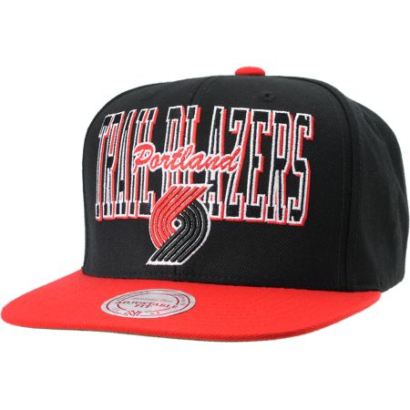 NBA Mitchell and Ness Trailblazers Reverse Stack Snapback Hat