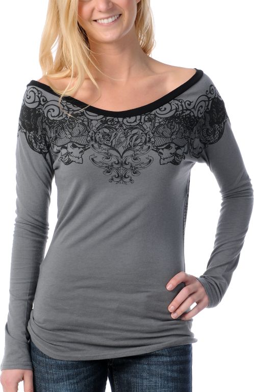 Metal Mulisha Nix Six Charcoal Strappy Back Top