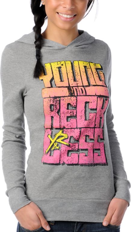 Young & Reckless Girls Jagged Edges Thermal Pullover Hoodie
