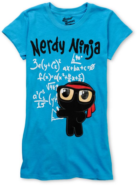Bitter Sweet Nerdy Ninja Girls Turquoise Tee Shirt