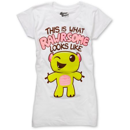 Bitter Sweet Rawrsome Look White Tee Shirt