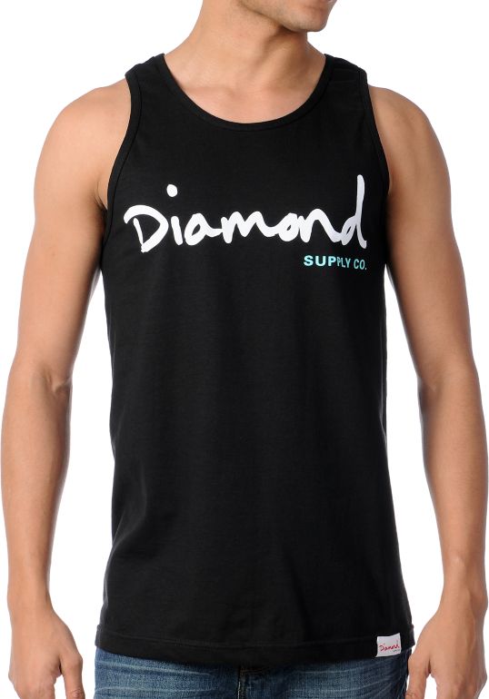 Diamond Supply OG Script Black & White Tank Top