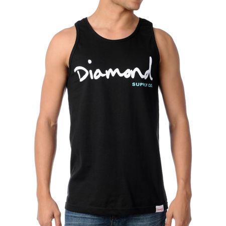 Diamond Supply OG Script Black & White Tank Top 