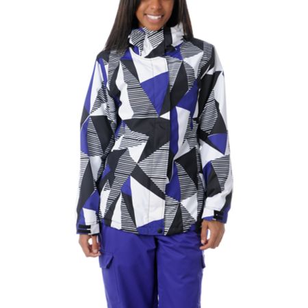 Empyre Girls Palisade 10K White & Purple Geo Snow Jacket 2013