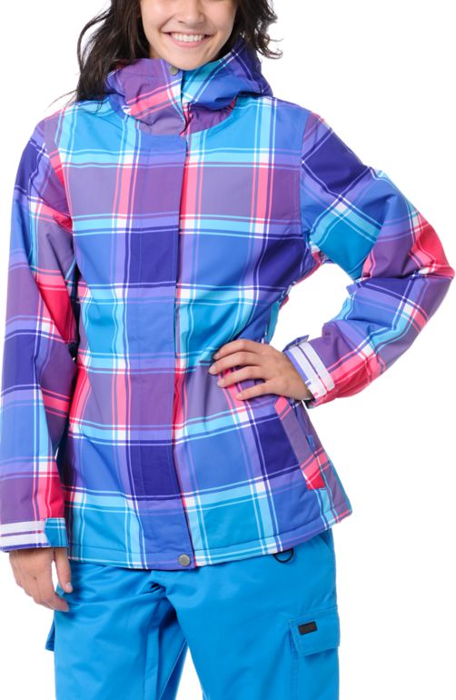 Empyre Girls Palisade 10K Pink & Purple Plaid Snow Jacket 2013