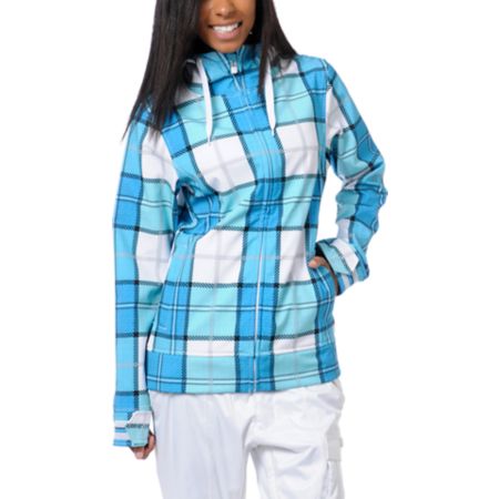 Empyre Girls 2013 Fleeting Blue Plaid 10K Softshell Jacket 