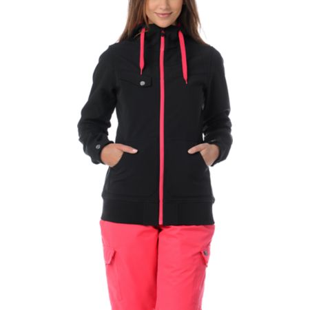 Empyre Girls Skyline Black & Pink 10K Softshell Snow Jacket 