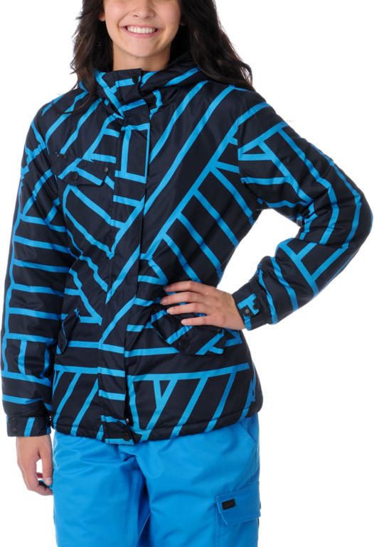 Empyre Girls Tell U Ride Blue Goe Print Snow Jacket