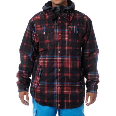 Aperture Elevation Red Plaid 10k Snowboard Jacket 2013
