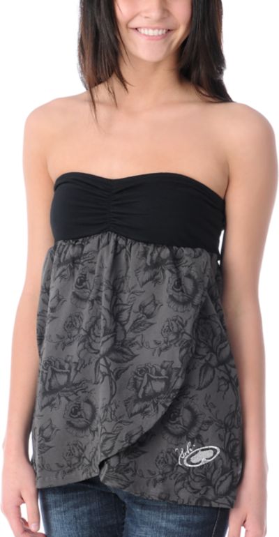 SRH Rosie Bud Grey & Black Tube Top