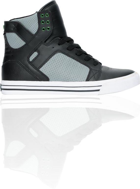 Supra Skytop Black Leather & Grey Perf Skate Shoe