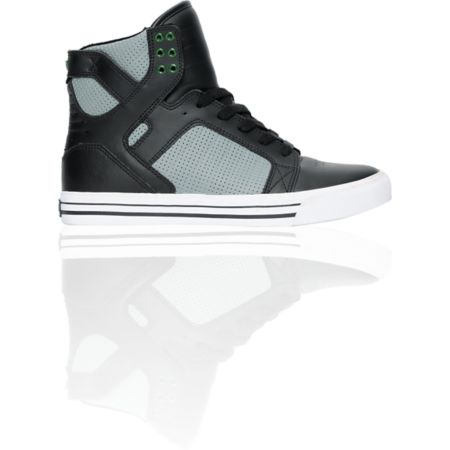 Supra Skytop Black Leather & Grey Perf Skate Shoe