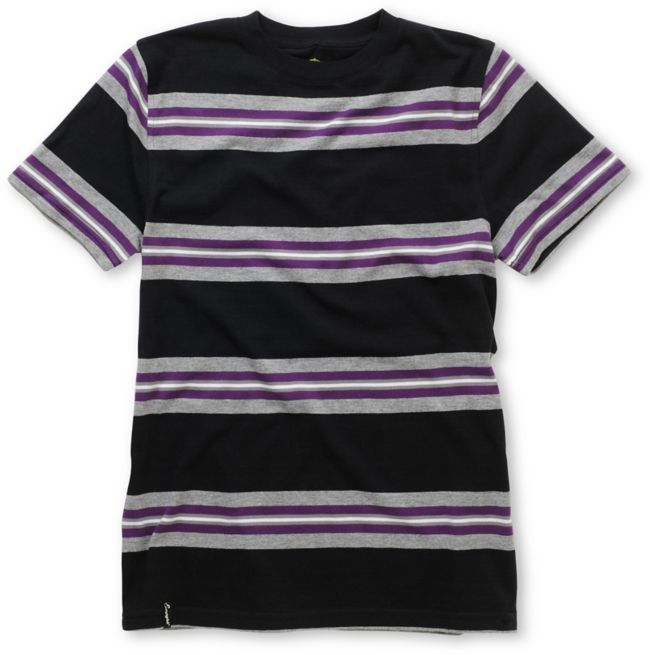 Empyre Boys Skeet Black & Purple Stripe Crew Neck Tee Shirt