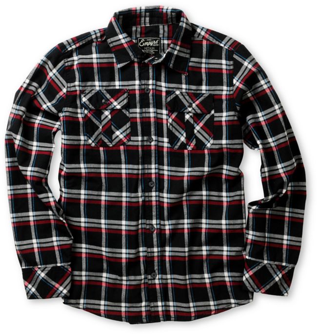 Empyre Boys Roadie Black Plaid Long Sleeve Woven Shirt