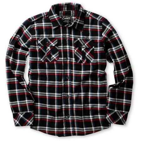 Empyre Boys Roadie Black Plaid Long Sleeve Woven Shirt