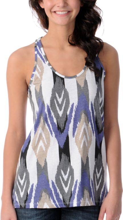 Volcom V.Co Lives White & Purple Twist Back Tank Top