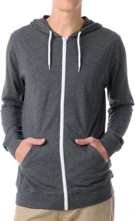 Zine Mascot Charcoal Lightweight Zip Up Hoodie