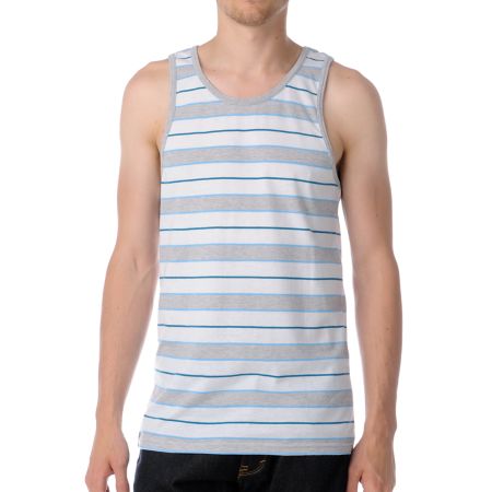 Empyre Laid Back Blue & Grey Stripe Tank Top 