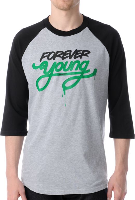 Trukfit Forever Young Grey Baseball Tee Shirt