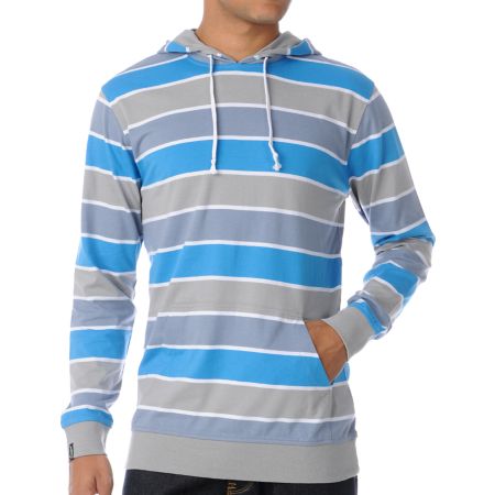 Empyre Blue Streak Blue Stripe Pullover Hooded Shirt