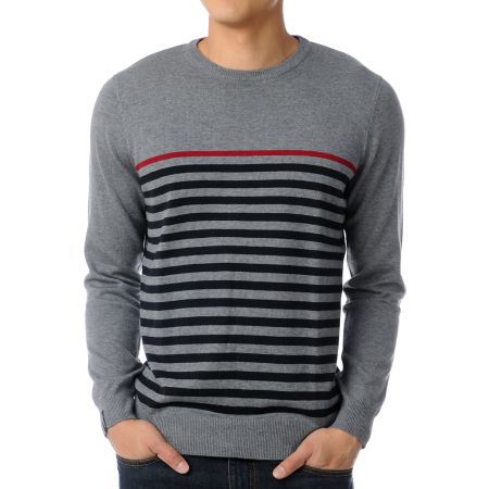 Empyre Kruger Grey Striped Crew Neck Sweater