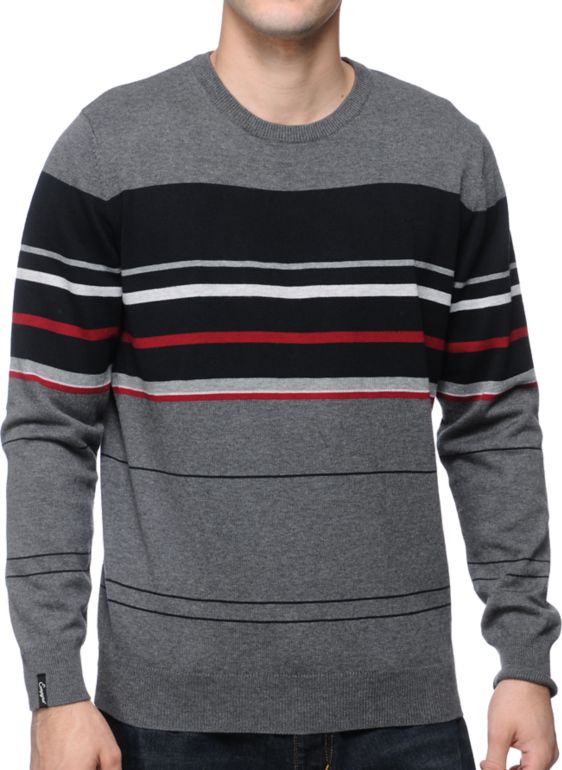 Empyre Stops Black, Red & Grey Crew Neck Sweater