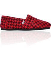 ON SALE Toms Classics Red Houndstooth Girls Slip On Shoe