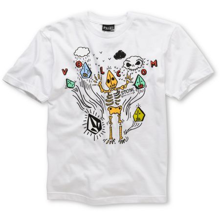 Volcom Skeleton Bay Boys White Tee Shirt