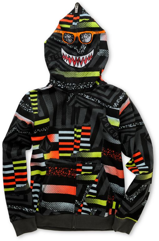 Volcom Boys Maguro Grey Full Zip Face Mask Hoodie