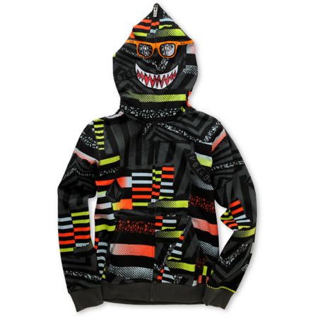 Volcom Boys Maguro Grey Full Zip Face Mask Hoodie