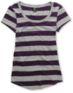 Zine Girls Purple & Grey Stripe Scoop Neck Tee Shirt