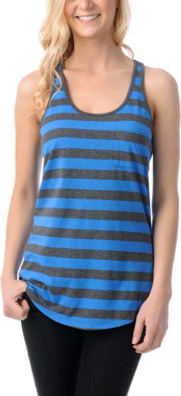 Zine Girls Princess Blue & Charcoal Racerback Tank Top