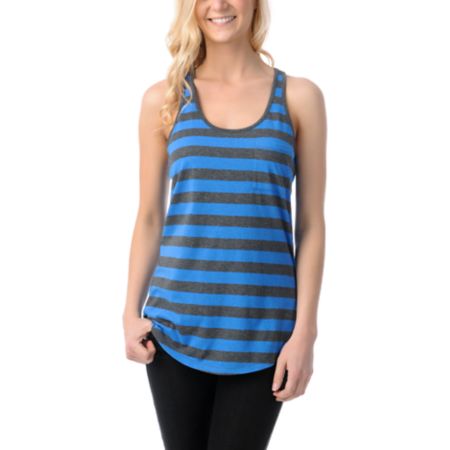 Zine Girls Princess Blue & Charcoal Racerback Tank Top
