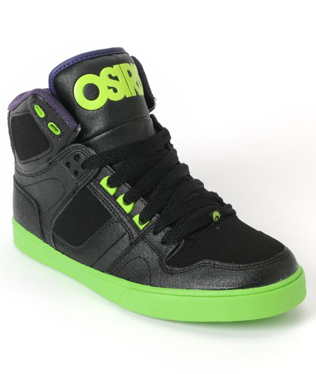 Osiris Kids NYC 83 Vulc Black, Lime & Purple Skate Shoe