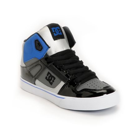 DC Boys Spartan Hi Black, Blue & Silver Skate Shoe